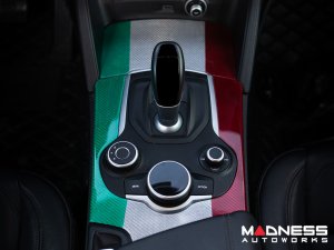 Alfa Romeo Stelvio Center Console Trim Set - Carbon Fiber - Two Piece Kit - Italian Theme - Pre '20 - Feroce Carbon Alfa Romeo Stelvio Center Console Trim Set - Carbon Fiber - Two Piece Kit - Italian Theme - Pre '20 - Feroce Carbon